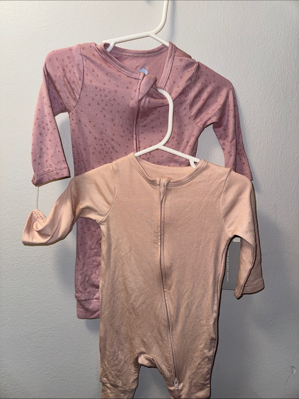 cloud island Baby Long Sleeve Zip Rompers - Dusty Rose & Blush - 0-3Months